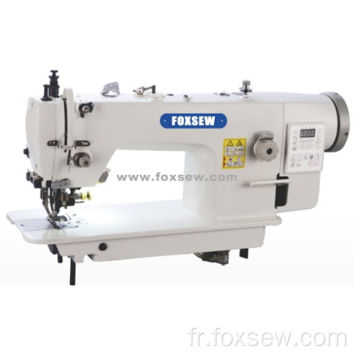 Machine à point noué à entraînement direct par le haut et le bas avec coupe latérale et coupe-bordure automatique